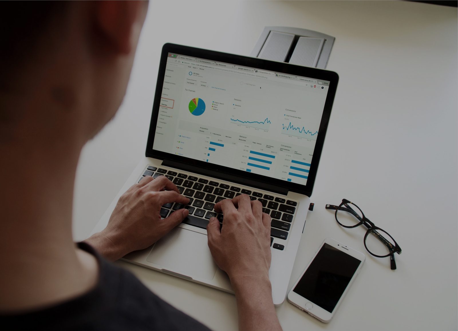 Financial data being analyzed on screen